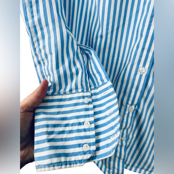 Zara fitted pinstripe button-down dress shirt, Small, blue white, Office Classic - Picture 7 of 7